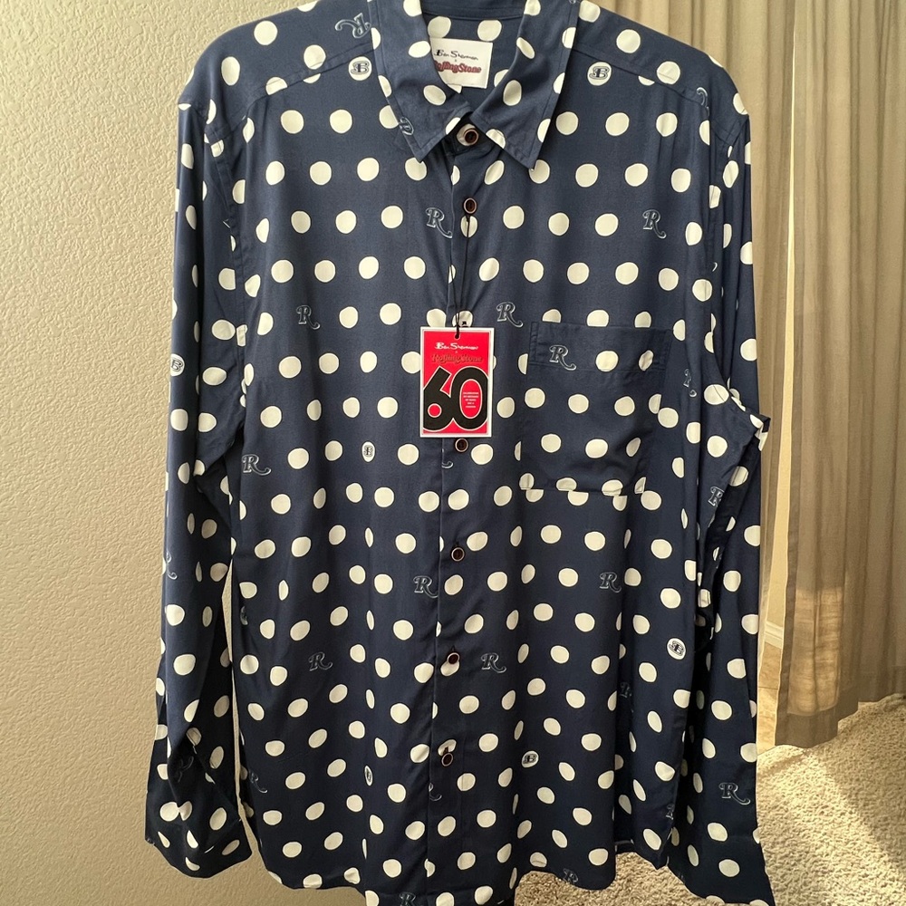 Navy Polka Dot Button-Up Shirt